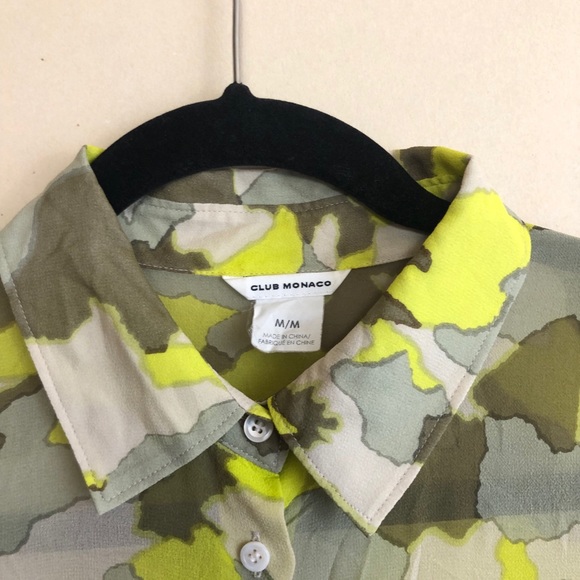 Club Monaco Sheet Silk Neon Camouflage Shirt. - Picture 2 of 5